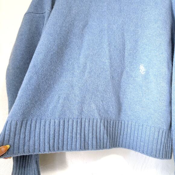 SPORTY & RICH SRC 100% Wool Turtleneck Sweater in Light Blue Size S - Picture 7 of 14